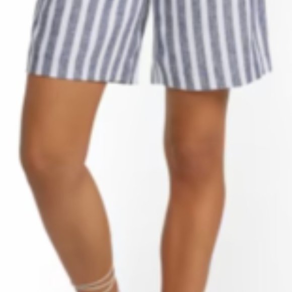 NWT LINEN-BLEND NAUTICAL STRIPE TIE-WAIST JACKET & HIGH-WAISTED SHORT - Picture 3 of 12